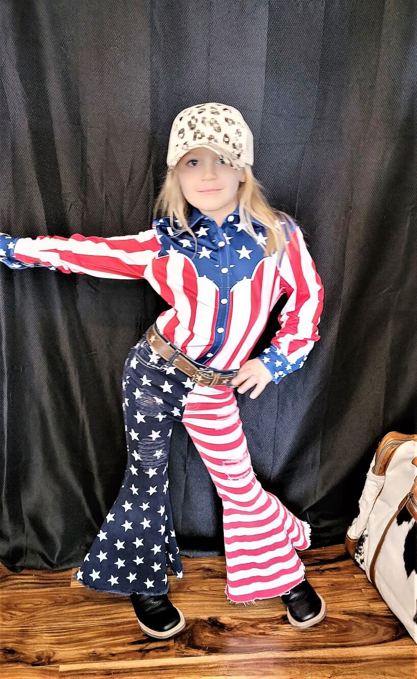 NWT Ranch Dress'n Med Girls Stars & Stripes Western Button Up Rodeo Shirt S M L